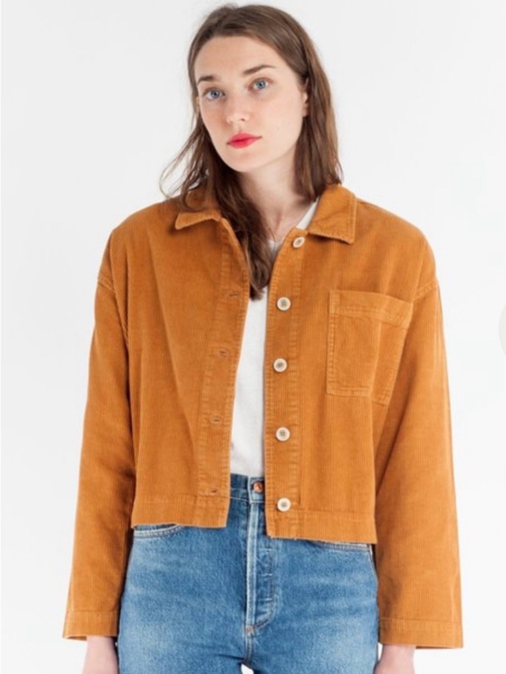 Paloma Wool Cotta Cropped Cotton Corduroy Boxy Jacket Mustard Rust Small